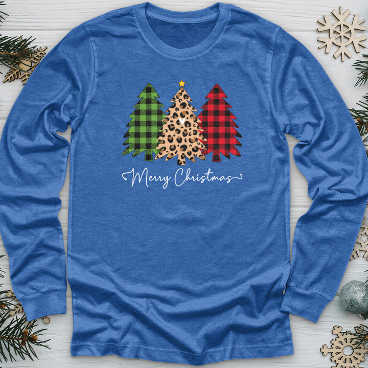 Merry & Blessed Plaid Tree 2 Long Sleeve Tee