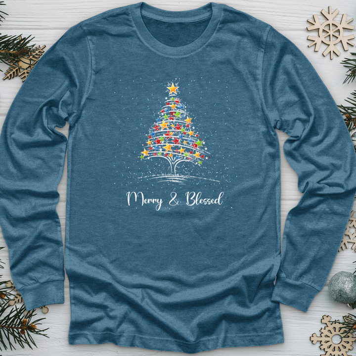 Merry & Blessed Star Long Sleeve Tee