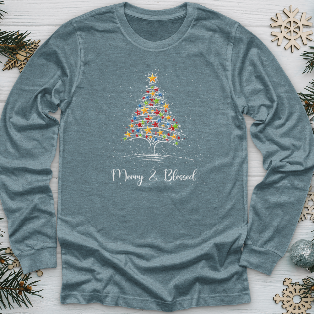 Merry & Blessed Star Long Sleeve Tee