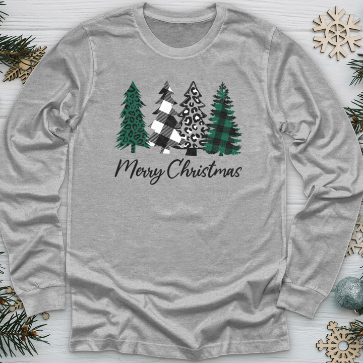 Merry Christmas Pine Tree Long Sleeve Tee