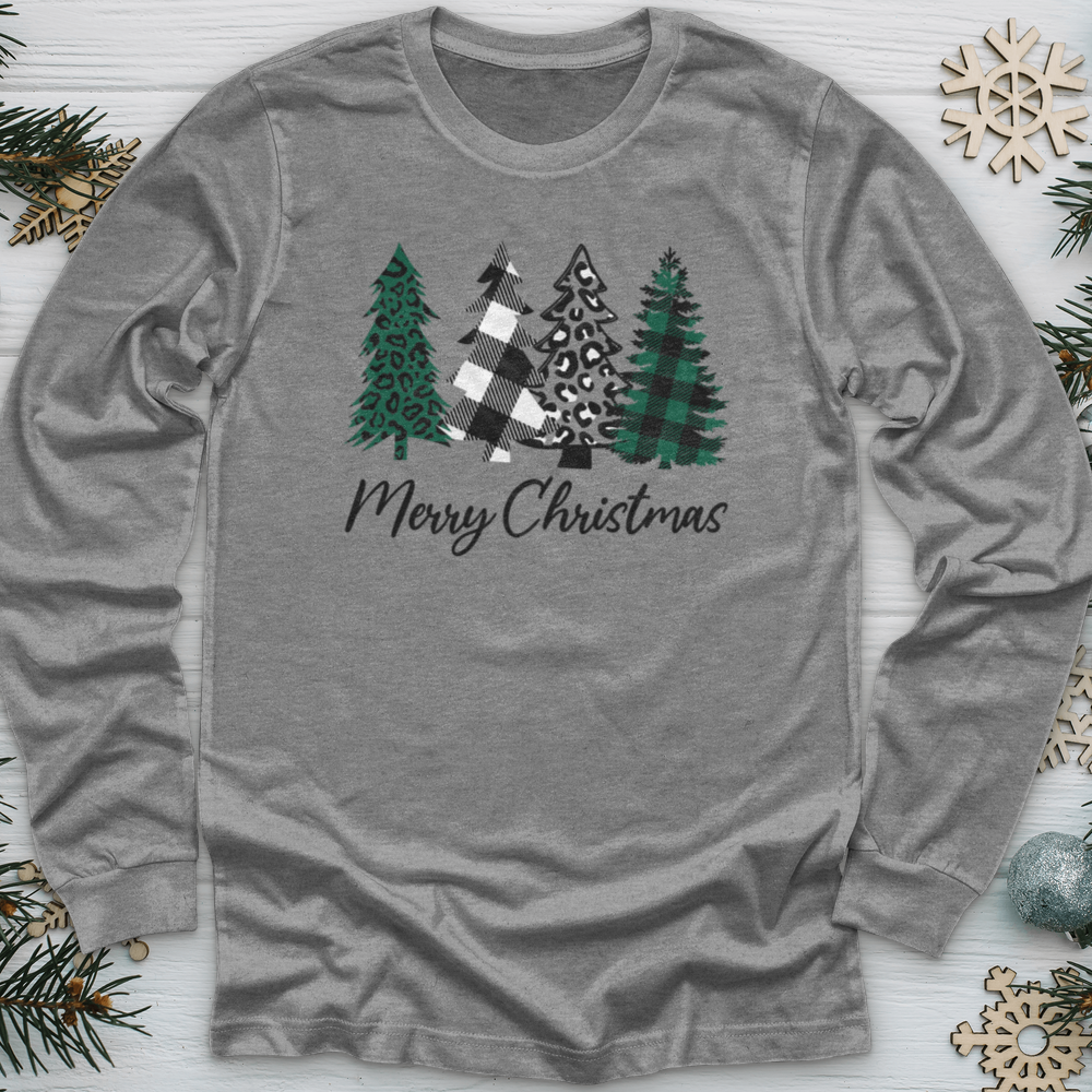 Merry Christmas Pine Tree Long Sleeve Tee