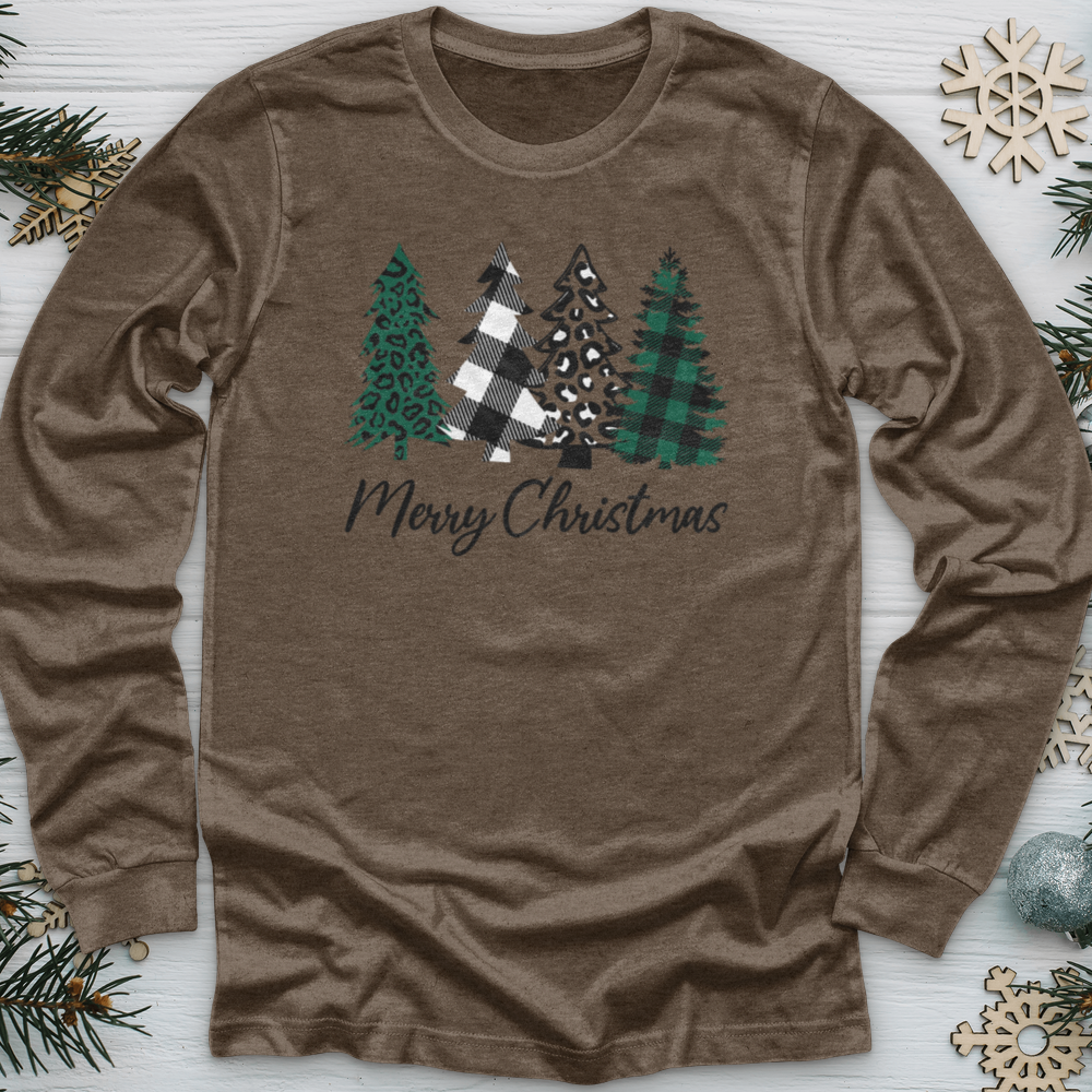 Merry Christmas Pine Tree Long Sleeve Tee