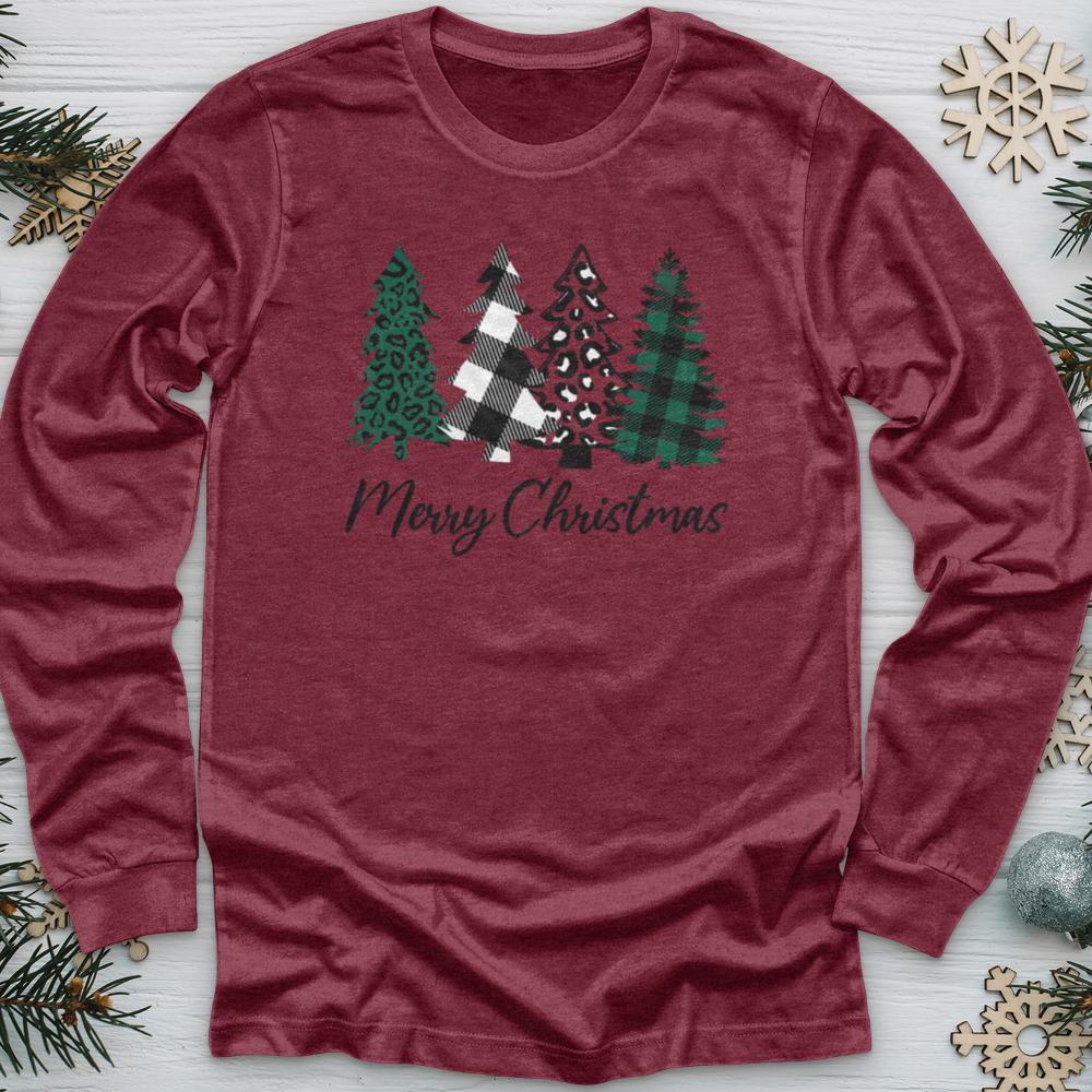 Merry Christmas Pine Tree Long Sleeve Tee