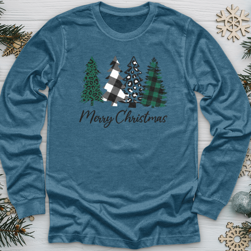 Merry Christmas Pine Tree Long Sleeve Tee