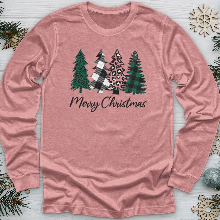 Merry Christmas Pine Tree Long Sleeve Tee