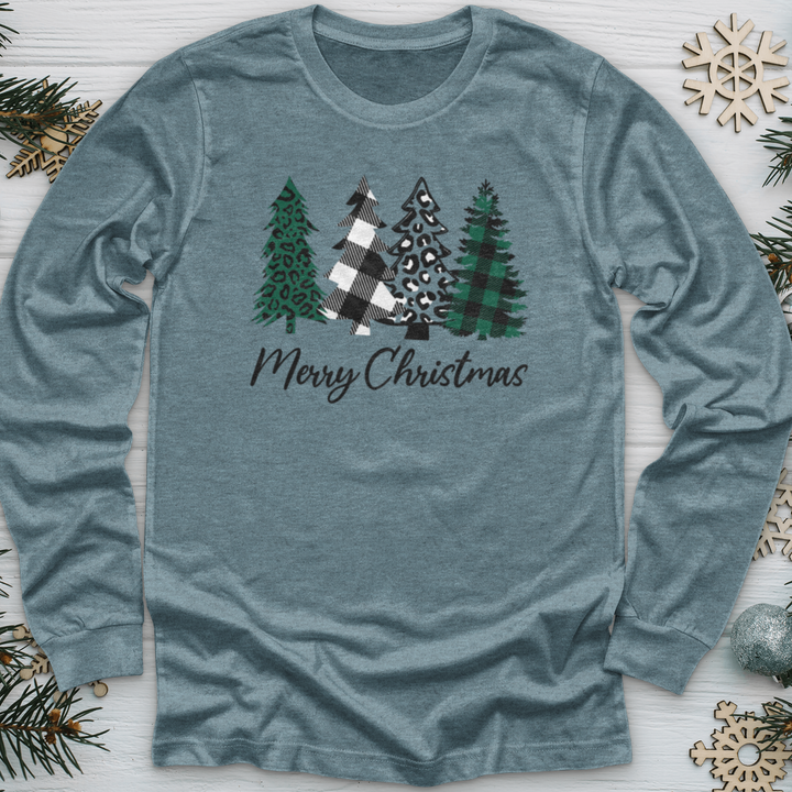 Merry Christmas Pine Tree Long Sleeve Tee