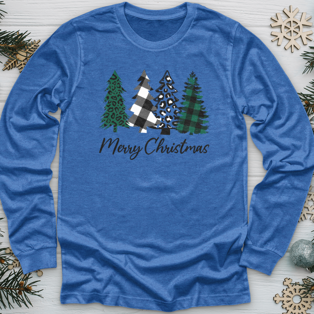 Merry Christmas Pine Tree Long Sleeve Tee