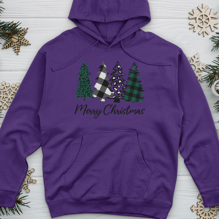 Merry Christmas Pine Tree Midweight Hooded Sweatshirt