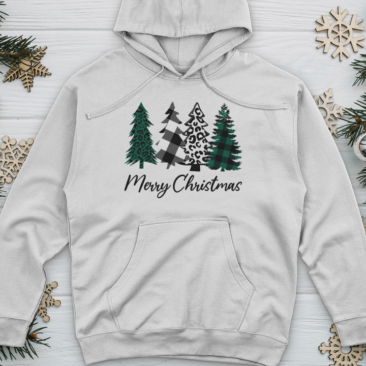 Merry Christmas Pine Tree Midweight Hooded Sweatshirt