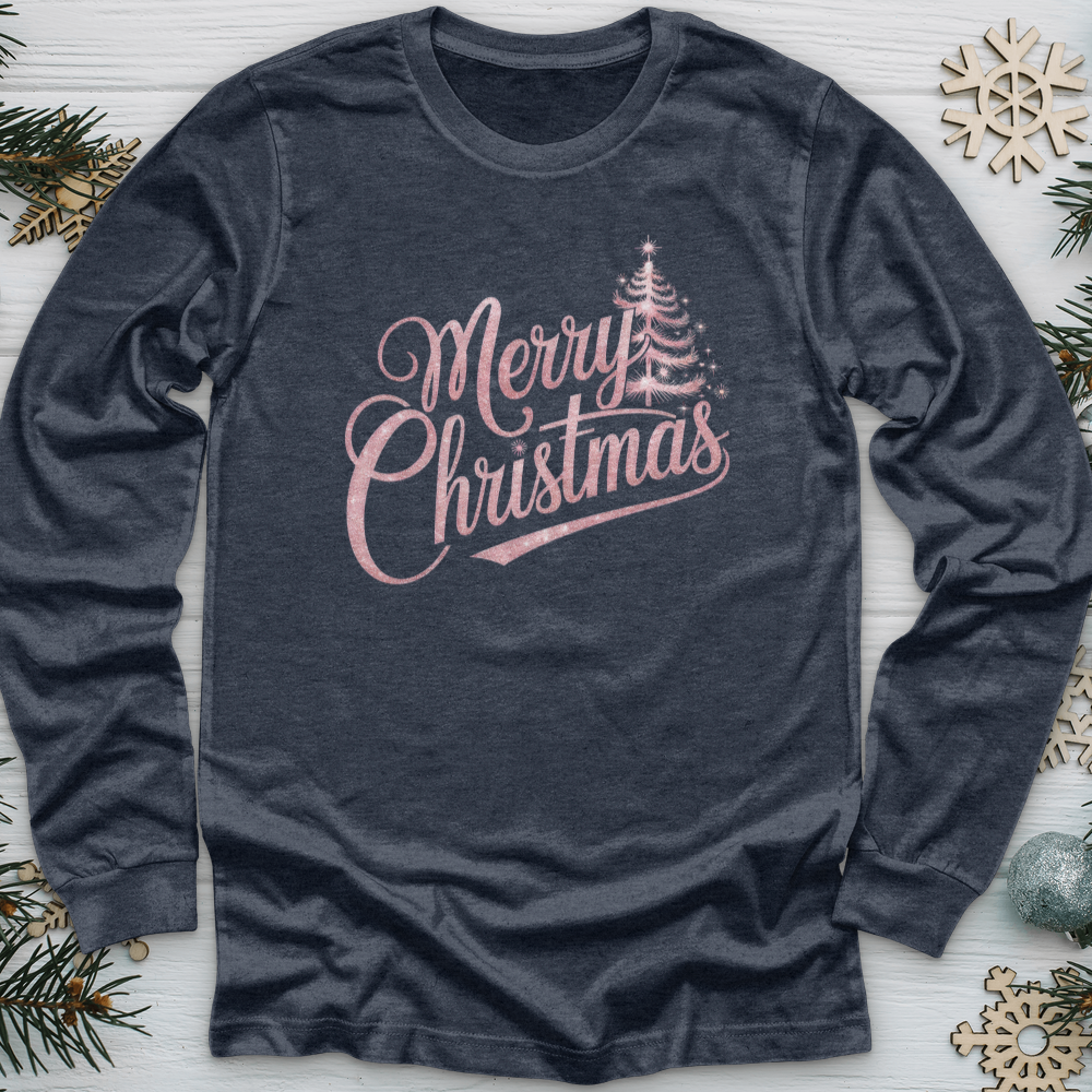 Merry Christmas Sparkling Tree Long Sleeve Tee