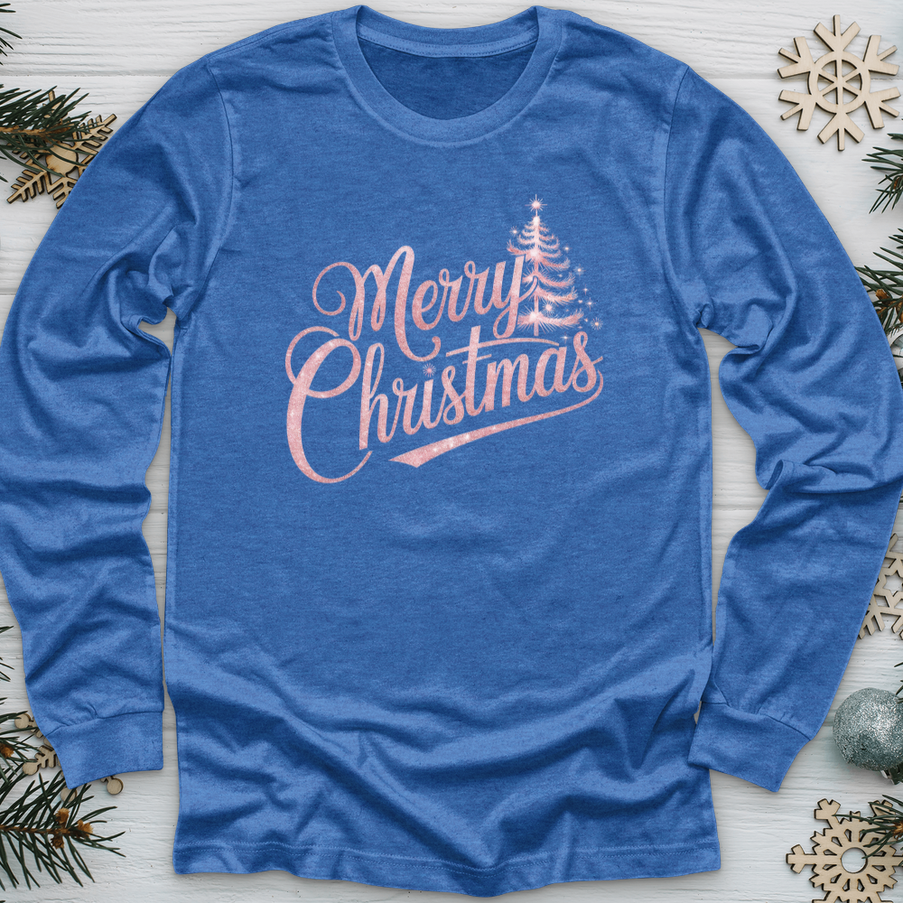 Merry Christmas Sparkling Tree Long Sleeve Tee