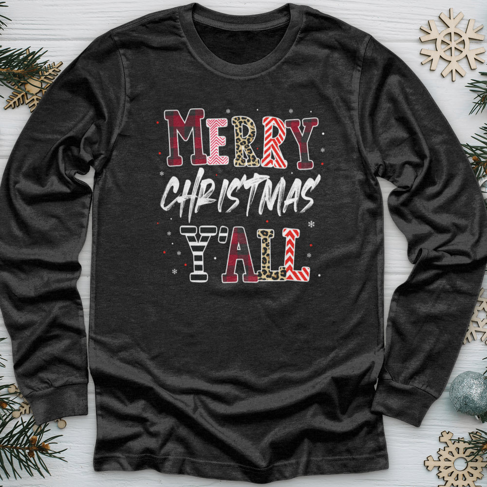 Merry Christmas Y'All Leopard Long Sleeve Tee