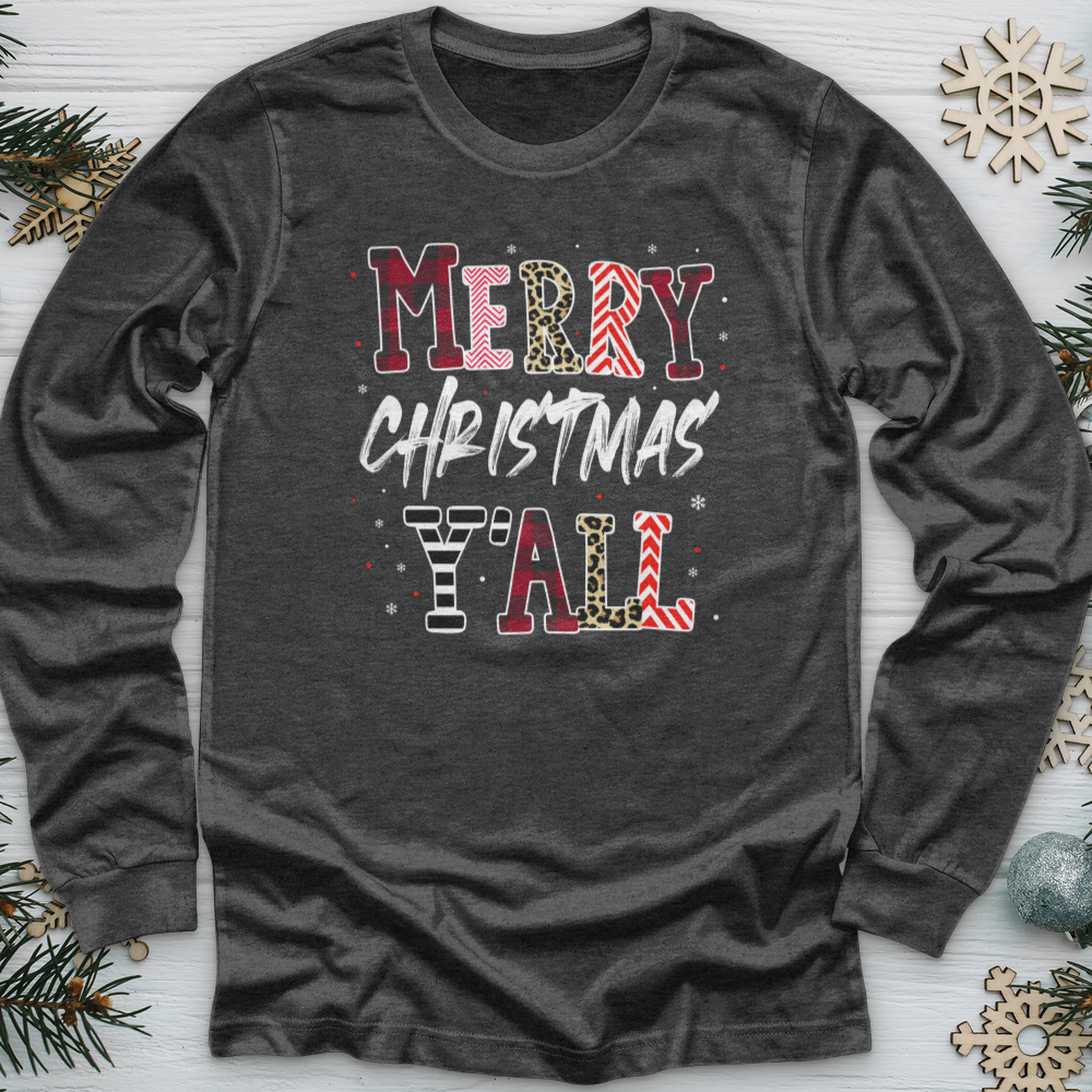 Merry Christmas Y'All Leopard Long Sleeve Tee