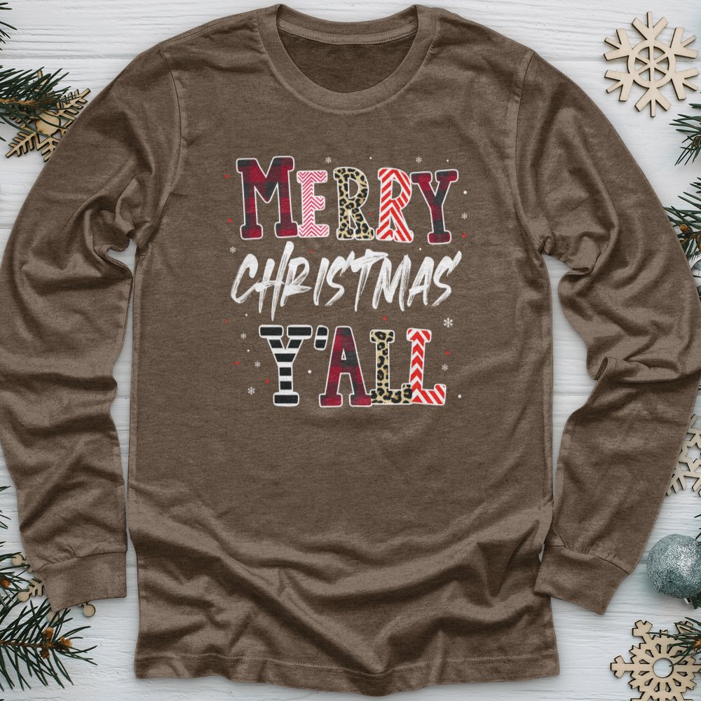 Merry Christmas Y'All Leopard Long Sleeve Tee