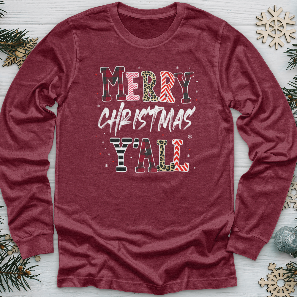 Merry Christmas Y'All Leopard Long Sleeve Tee