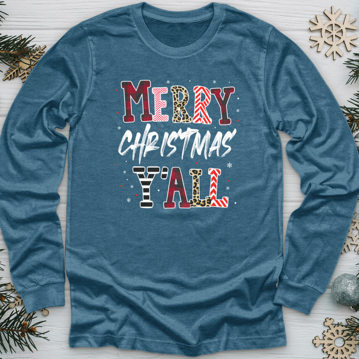 Merry Christmas Y'All Leopard Long Sleeve Tee