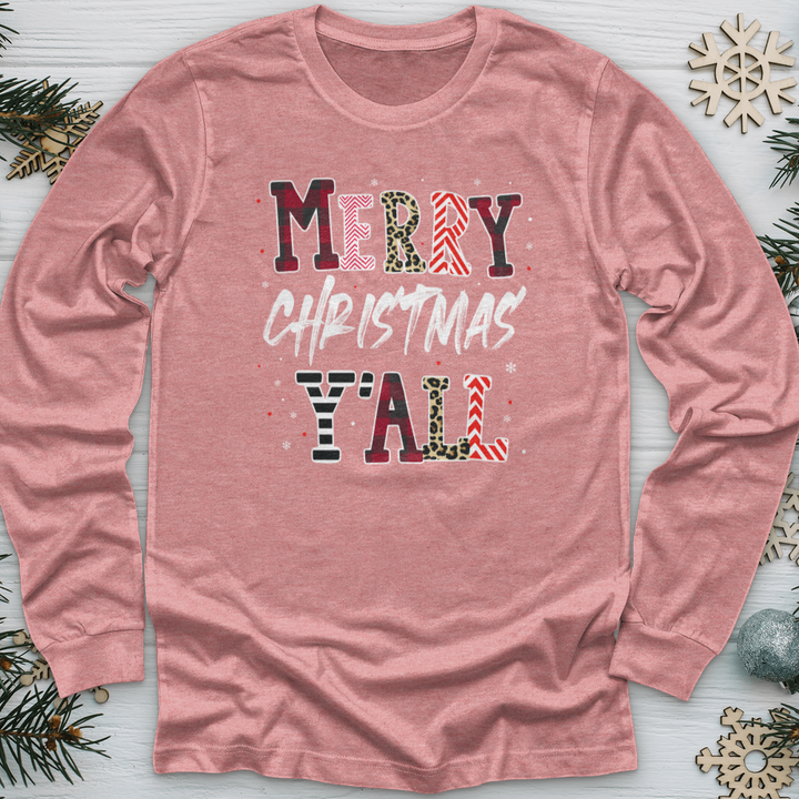 Merry Christmas Y'All Leopard Long Sleeve Tee