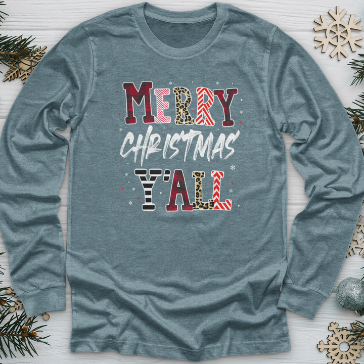 Merry Christmas Y'All Leopard Long Sleeve Tee