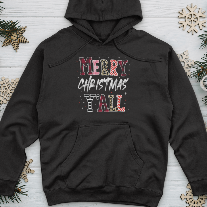 Merry Christmas Y'All Leopard Midweight Hooded Sweatshirt