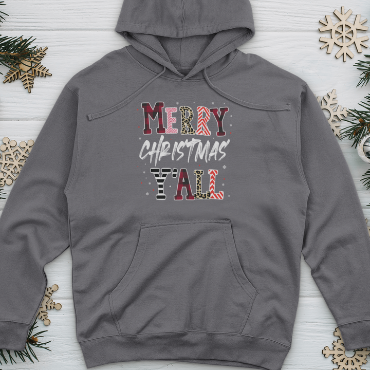 Merry Christmas Y'All Leopard Midweight Hooded Sweatshirt