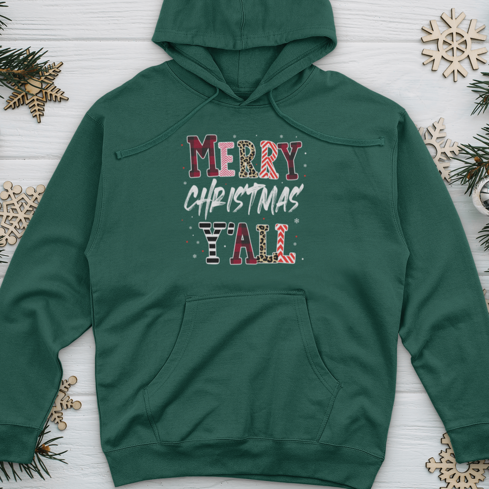 Merry Christmas Y'All Leopard Midweight Hooded Sweatshirt