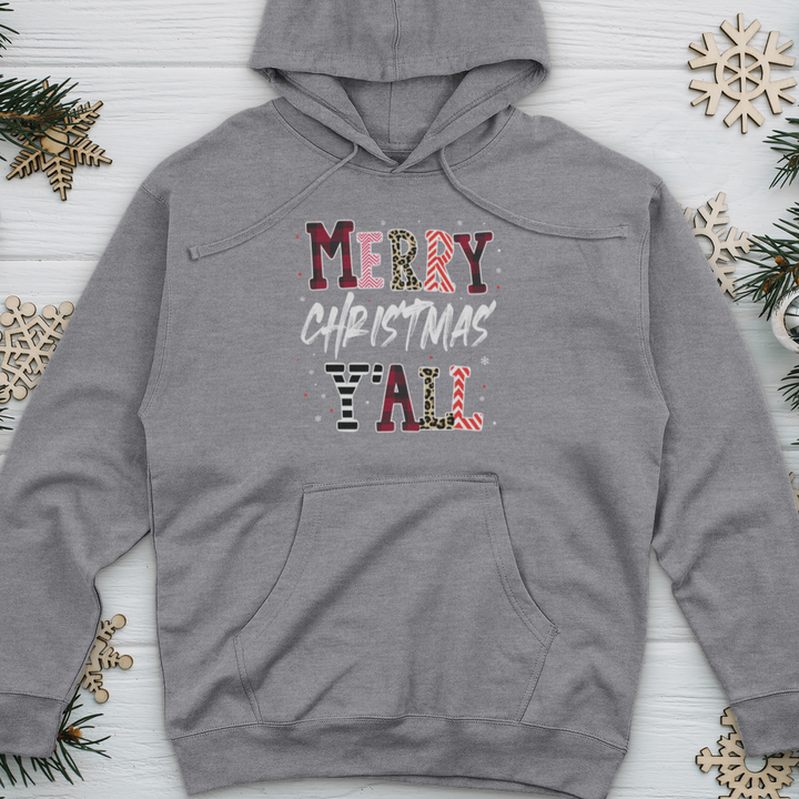 Merry Christmas Y'All Leopard Midweight Hooded Sweatshirt