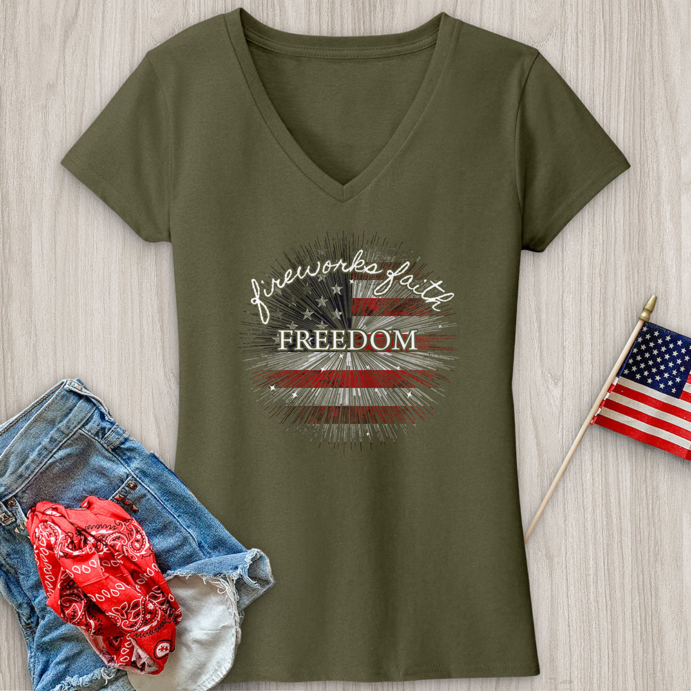 Fireworks Faith & Freedom V1 V-Neck Tee