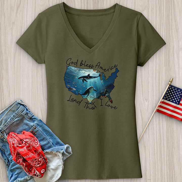 Ocean With Animals In It 3 V-Neck Tee