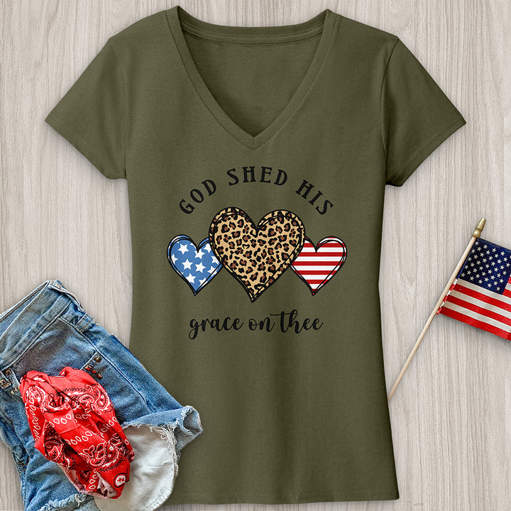 American Flag Heart V-Neck Tee