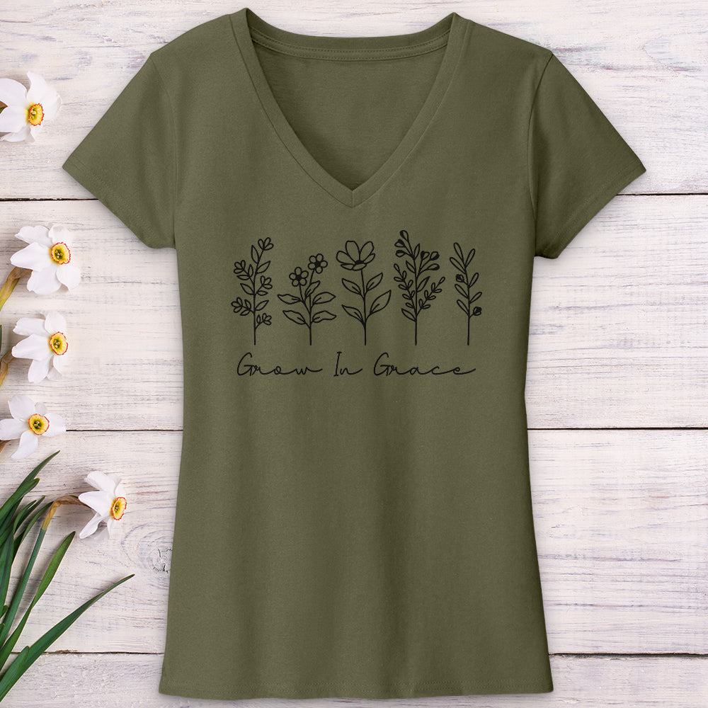 Grow In Grace V-Neck Tee