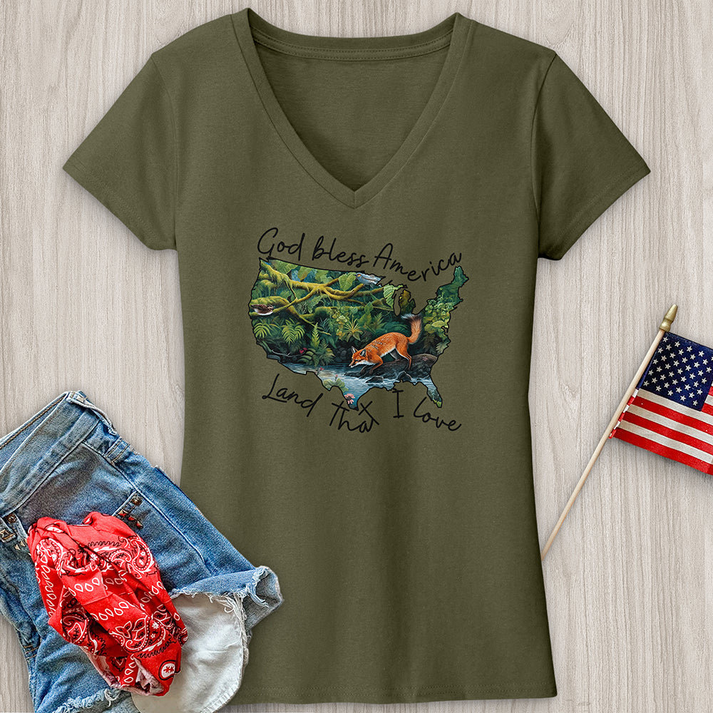 Forest With Animals in It V-Neck Tee