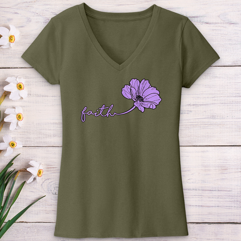 Faith Purple Flower V-Neck Tee