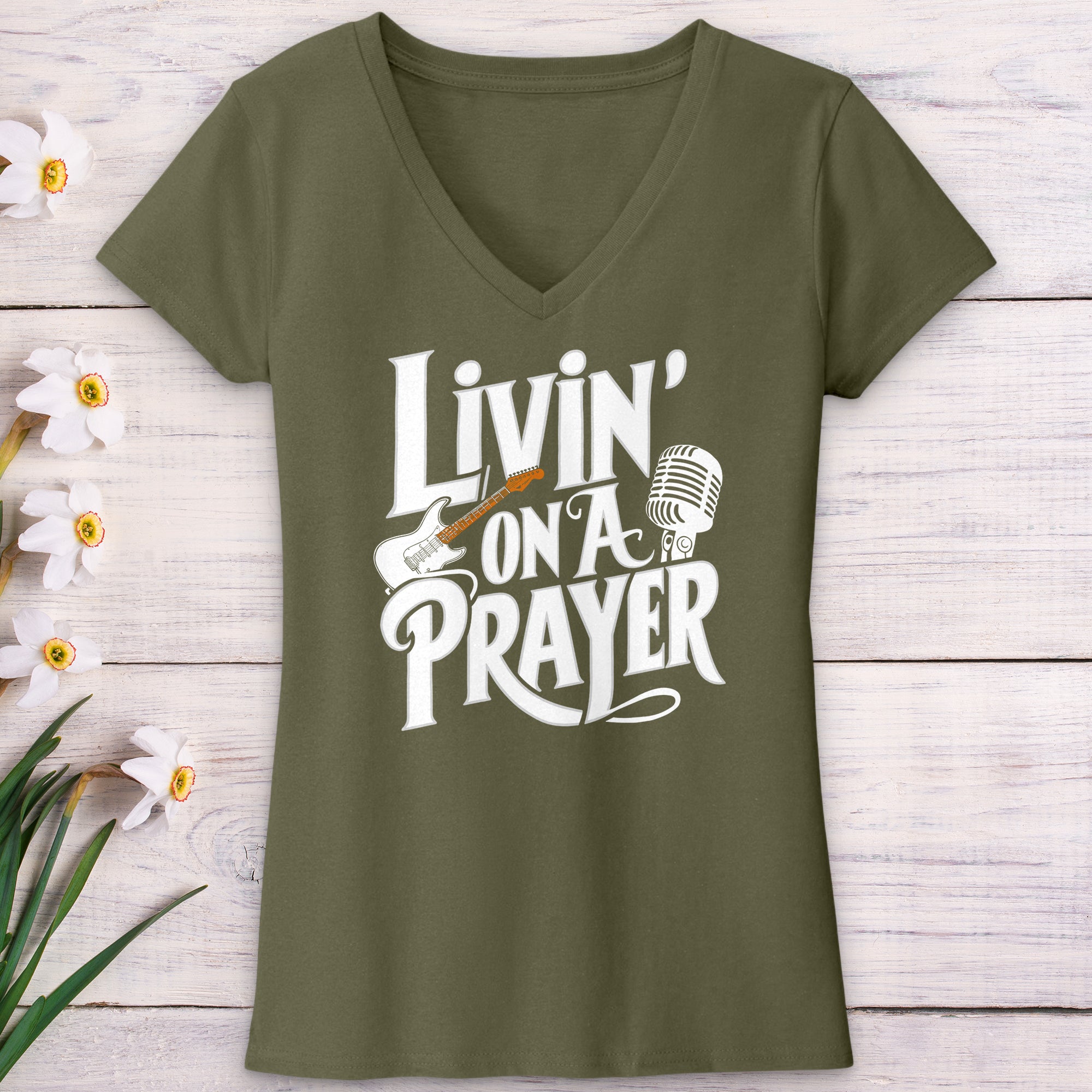 Livin' On A Prayer V-Neck Tee