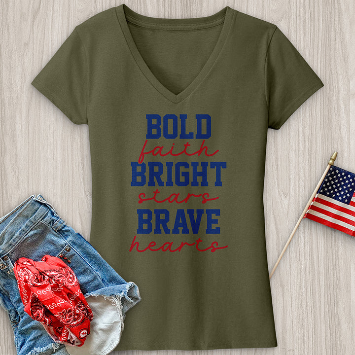 Bold Faith Bright Stars V-Neck Tee