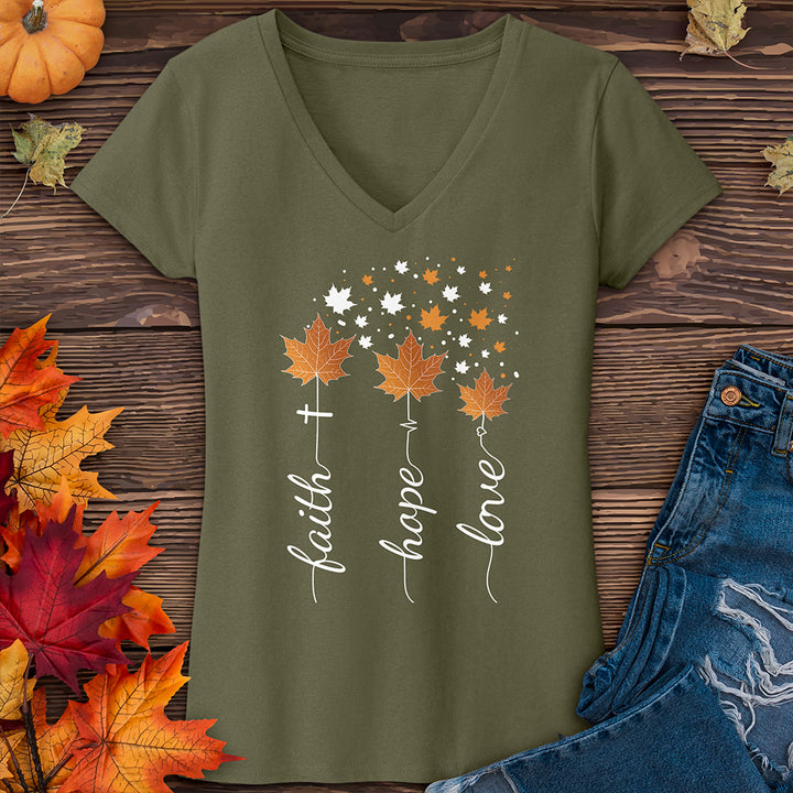 Faith Hope Love Autumn V-Neck Tee