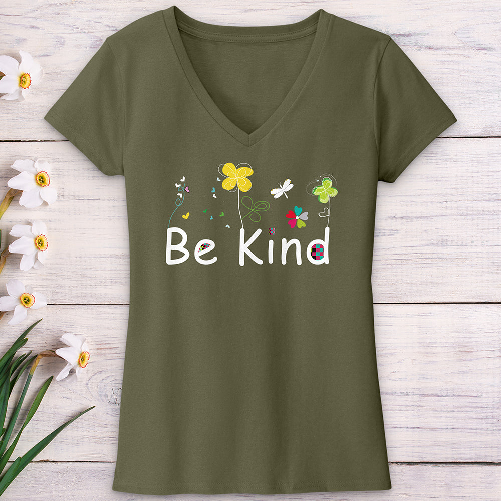 Be Kind Spring Garden V-Neck Tee