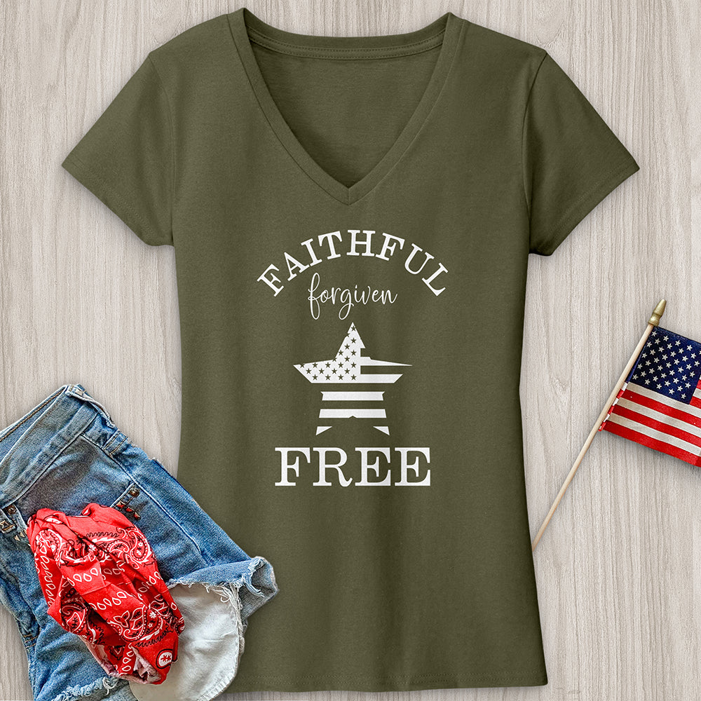 Faithful Forgiven StarFaithful Forgiven Star V-Neck Tee