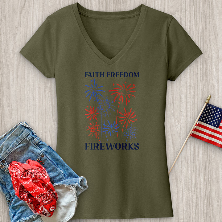 Faith & Fireworks Garden V-Neck Tee