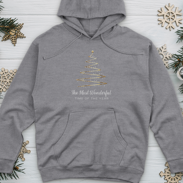 Most Wonderful Christmas Tree Midweight Hooded Sweatshirt