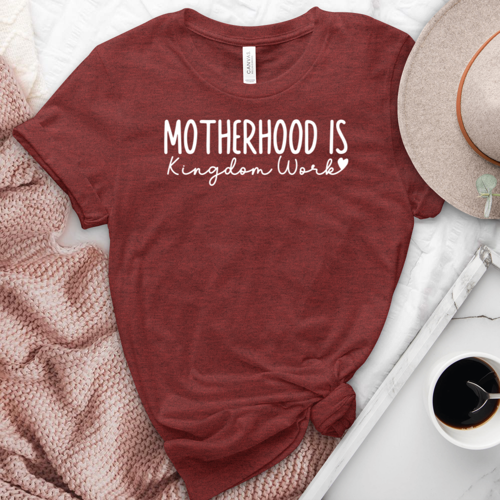 Motherhood Is Kingdom Work Heathered Tee