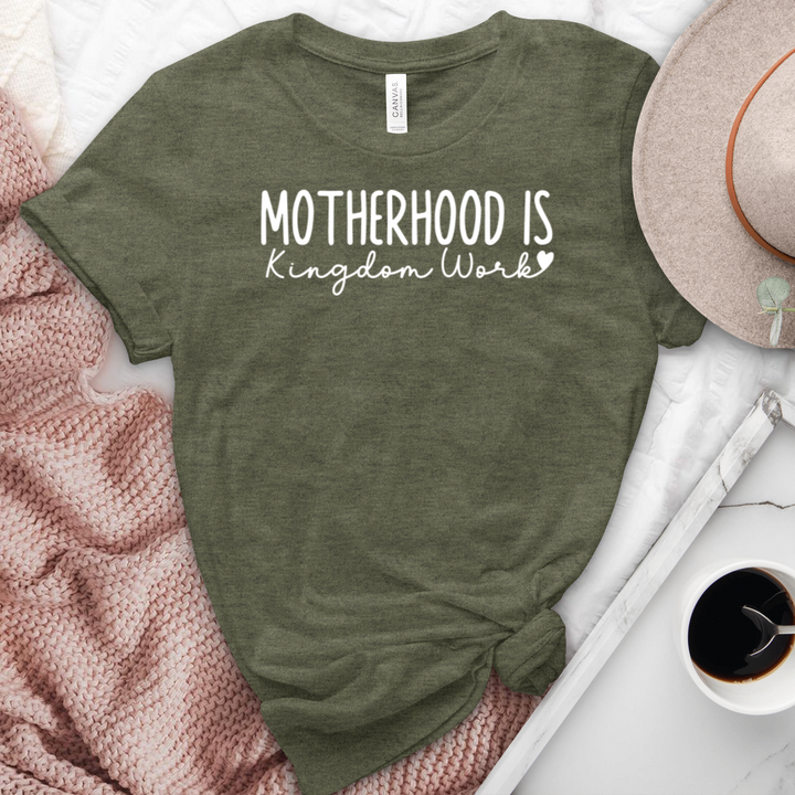 Motherhood Is Kingdom Work Heathered Tee