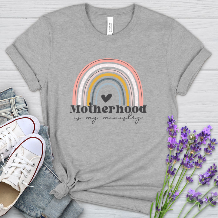 Motherhood Is My Ministry Rainbow Heathered Tee