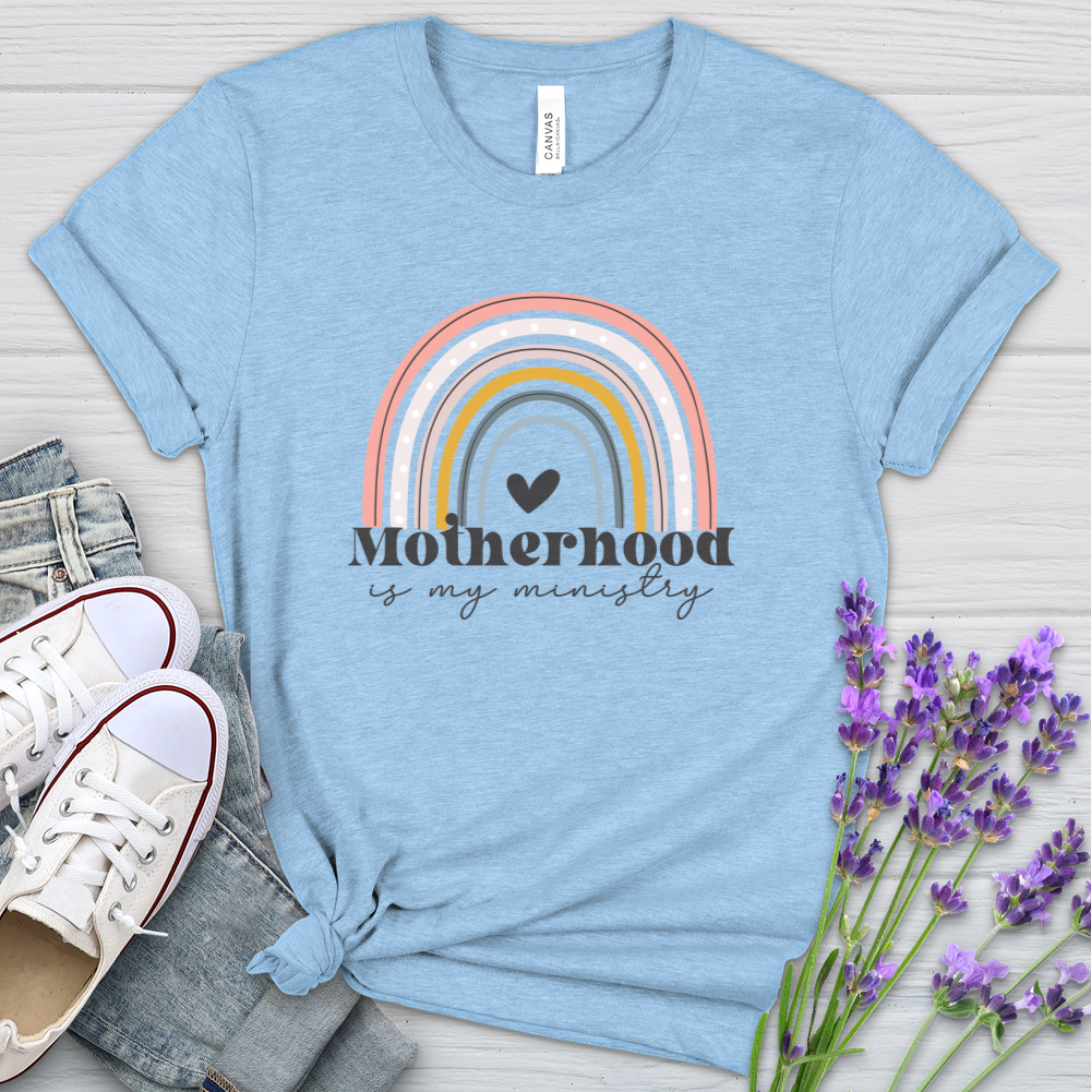 Motherhood Is My Ministry Rainbow Heathered Tee