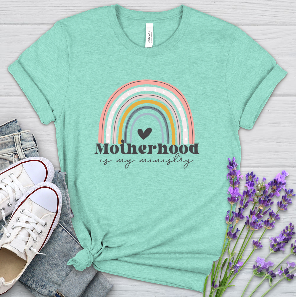 Motherhood Is My Ministry Rainbow Heathered Tee