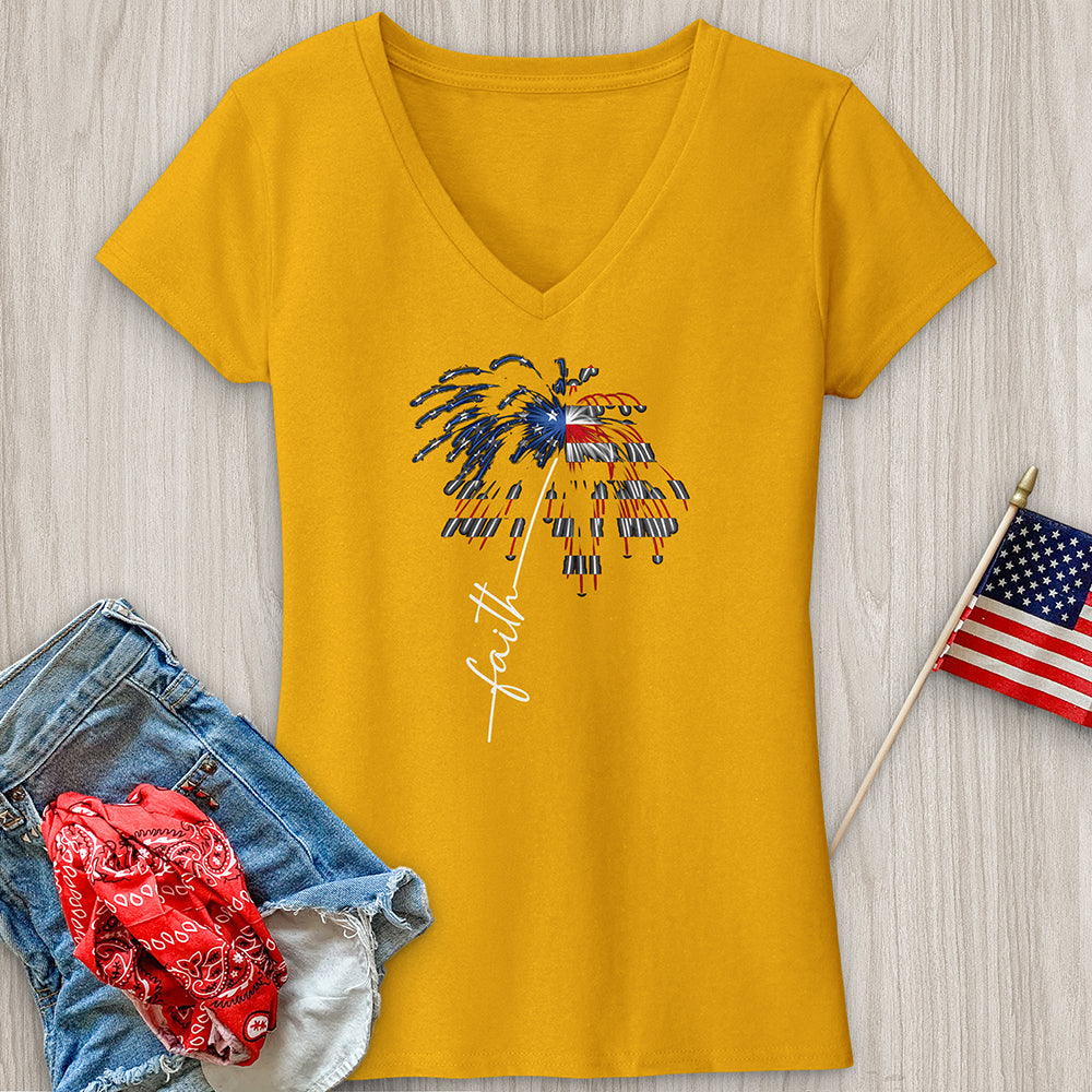 Firework Faith Flower V-Neck Tee