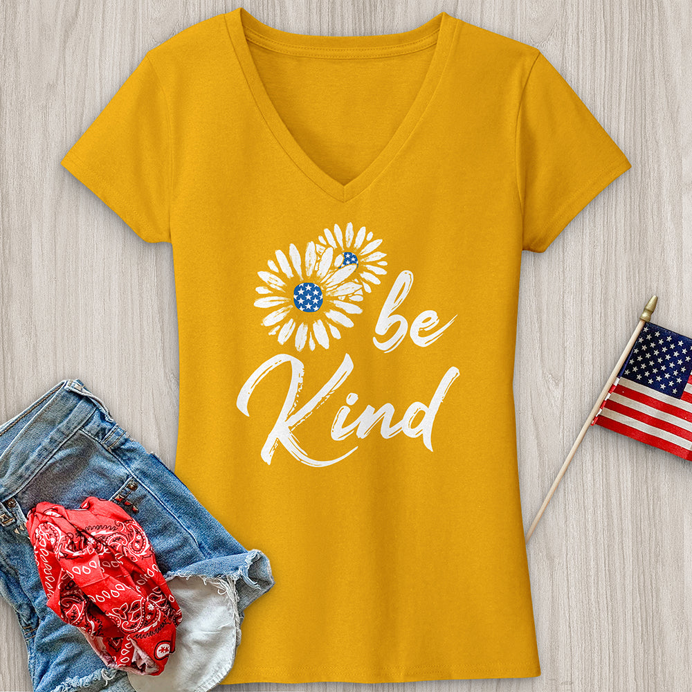 Be Kind Patriotic V-Neck Tee