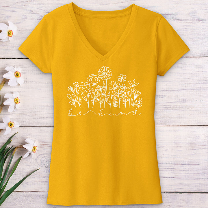 Be Kind Garden Flowers V-Neck Tee