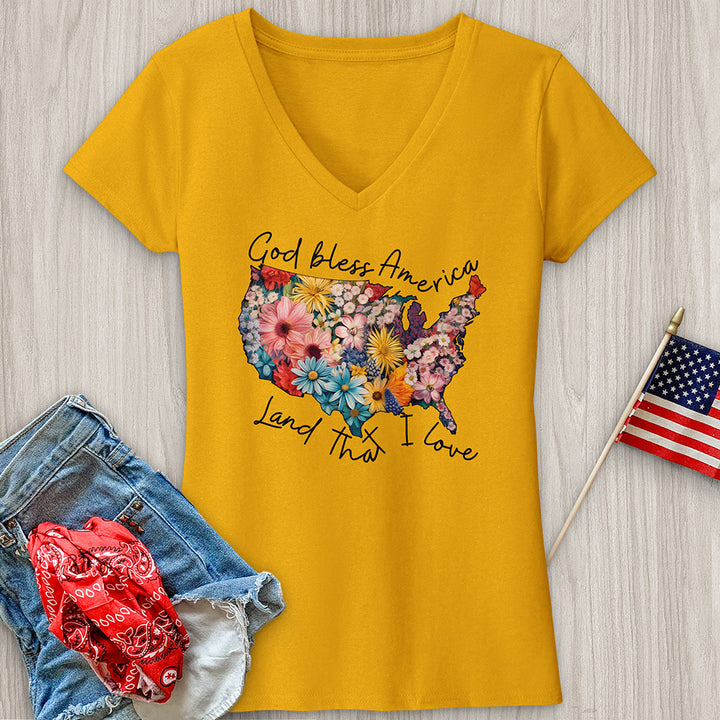 Land That I Love Flower V-Neck Tee