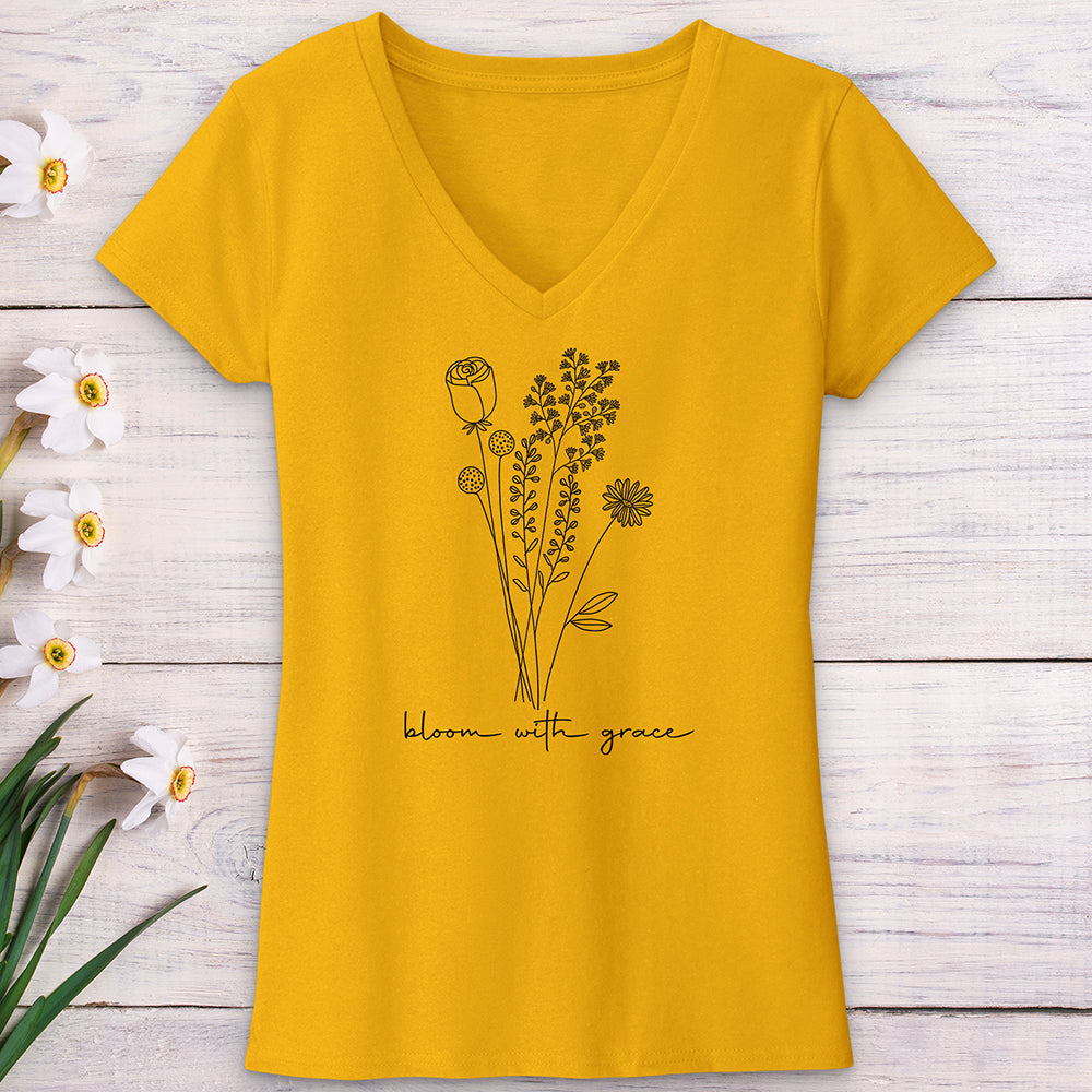 Bloom With Grace Bouquet V-Neck Tee