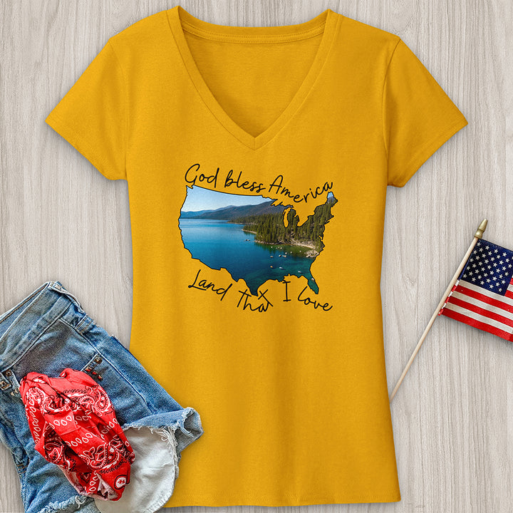 Lake With Boats On It V-Neck Tee